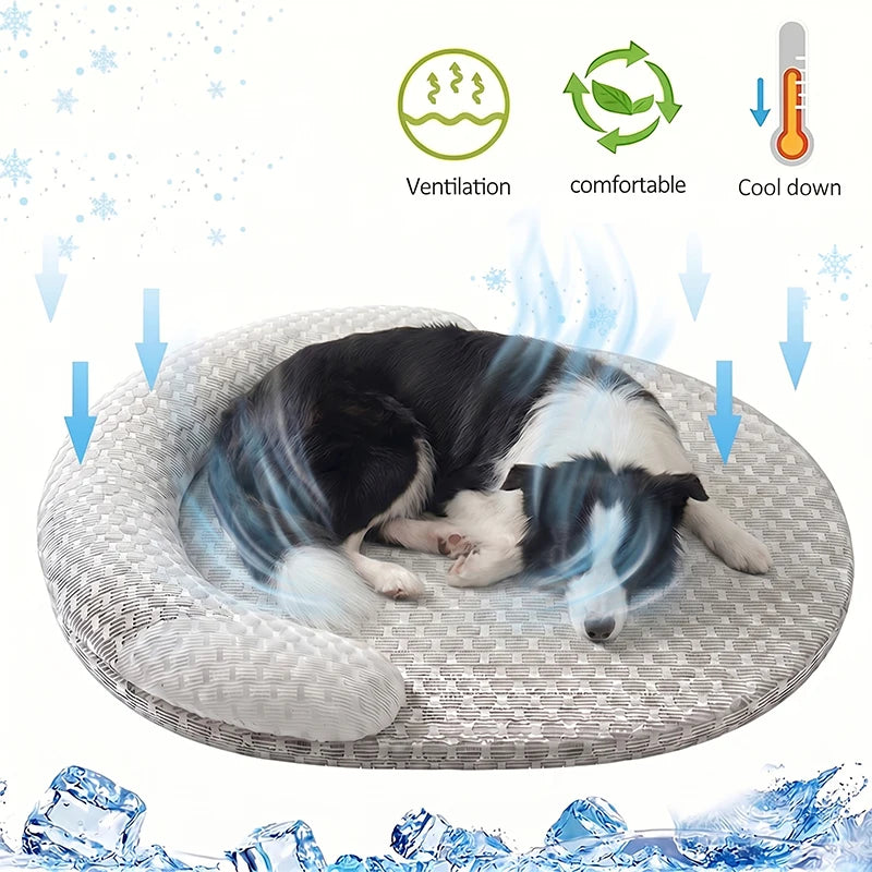 Kühlendes Haustierbett – Eisseiden-Kühlmatte für Hunde &amp; Katzen