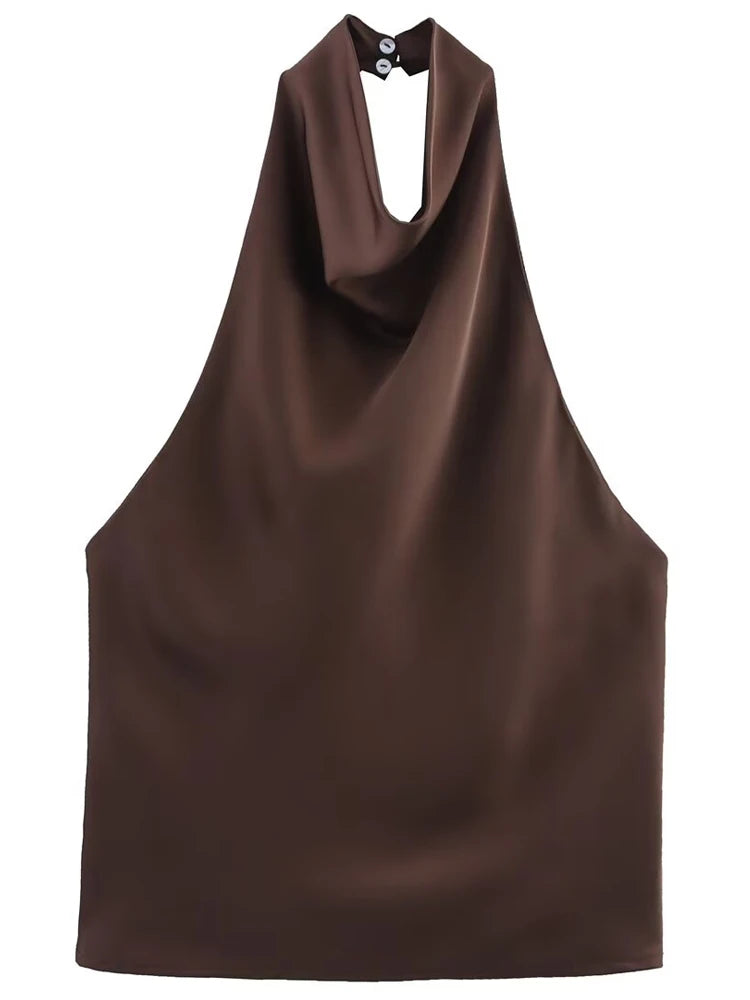 HXAO Satin Top mit Rückenausschnitt für Damen