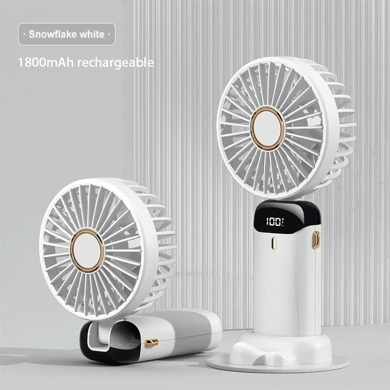 Tragbarer Mini-Handventilator – Faltbar, 5 Geschwindigkeiten, USB Wiederaufladbar