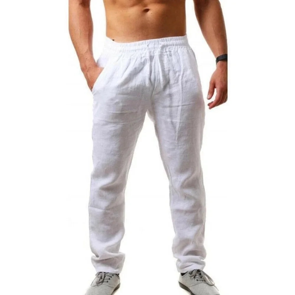 Männer Baumwolle Leinen Hosen Männlichen Herbst Neue Atmungsaktive Einfarbig Leinen Hosen Fitness Streetwear S-3XL