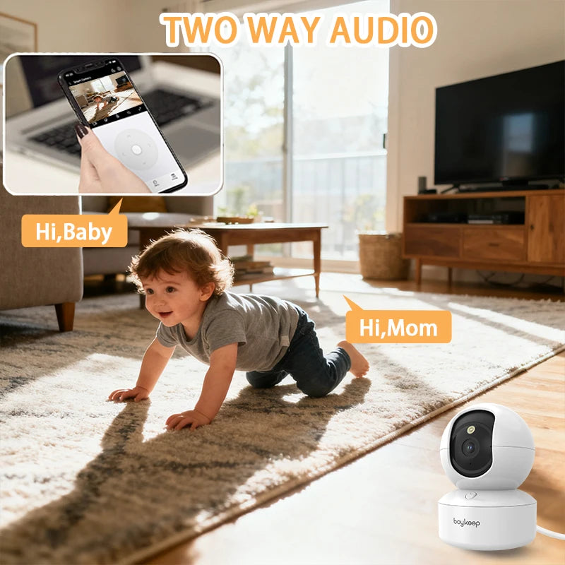 Boykeep 2K Hundekamera mit App – WiFi Innenkamera, 360° Schwenk, Nachtsicht