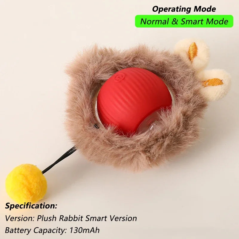 iLMH 1/2 Stück Interaktiver Katzenball, automatisch rollender Ball mit Kunstfellschwanz, wiederaufladbares intelligentes elektrisches Haustierspielzeug, Haustierspielzeug, das Maus imitiert