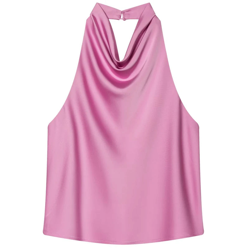 HXAO Satin Top mit Rückenausschnitt für Damen