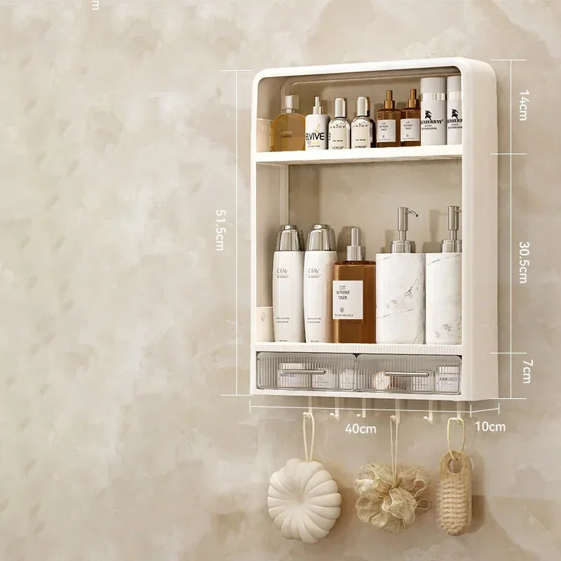 Badezimmer-Aufbewahrungsregal, Badezimmer-Waschtisch, nicht perforiert, zur Wandmontage, Aufbewahrungsregal für Hautpflegeprodukte, Badezimmer-Organizer