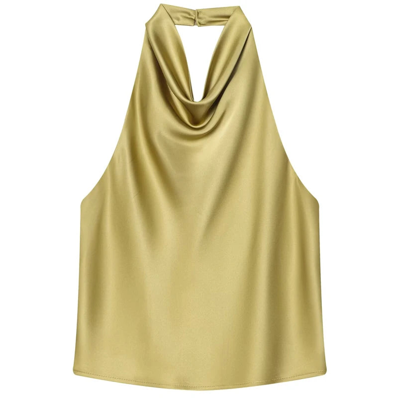 HXAO Satin Top mit Rückenausschnitt für Damen