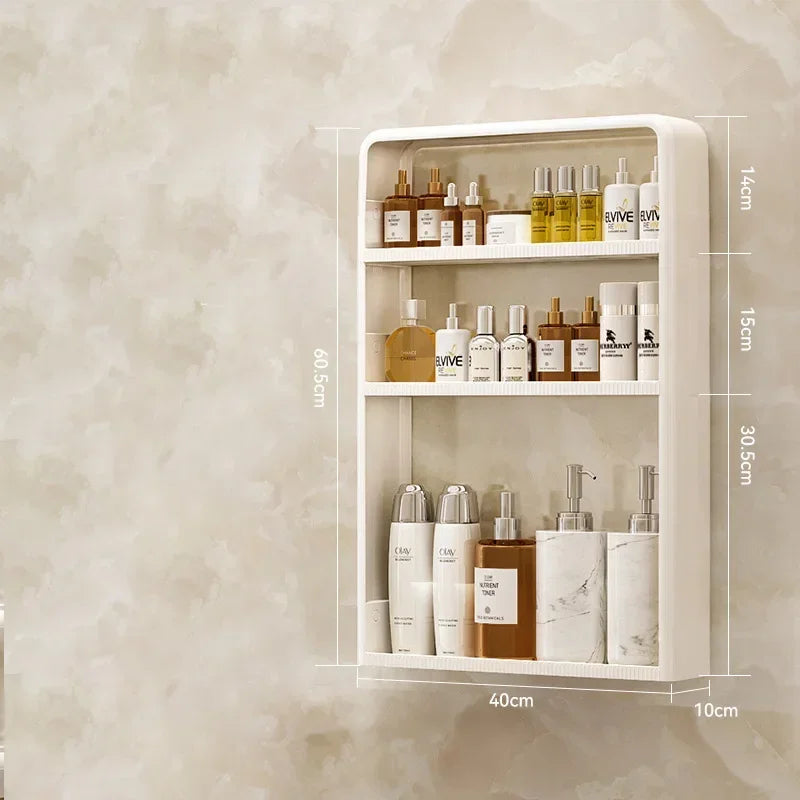 Badezimmer-Aufbewahrungsregal, Badezimmer-Waschtisch, nicht perforiert, zur Wandmontage, Aufbewahrungsregal für Hautpflegeprodukte, Badezimmer-Organizer