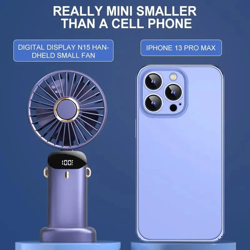 Tragbarer Mini-Handventilator – Faltbar, 5 Geschwindigkeiten, USB Wiederaufladbar