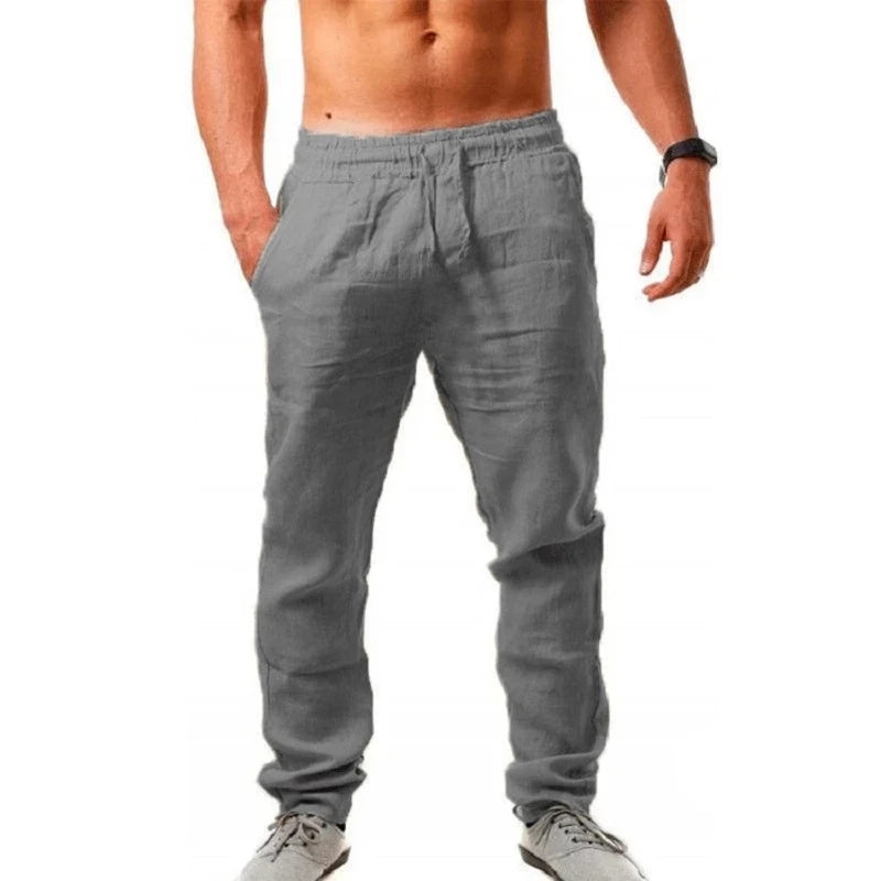 Männer Baumwolle Leinen Hosen Männlichen Herbst Neue Atmungsaktive Einfarbig Leinen Hosen Fitness Streetwear S-3XL
