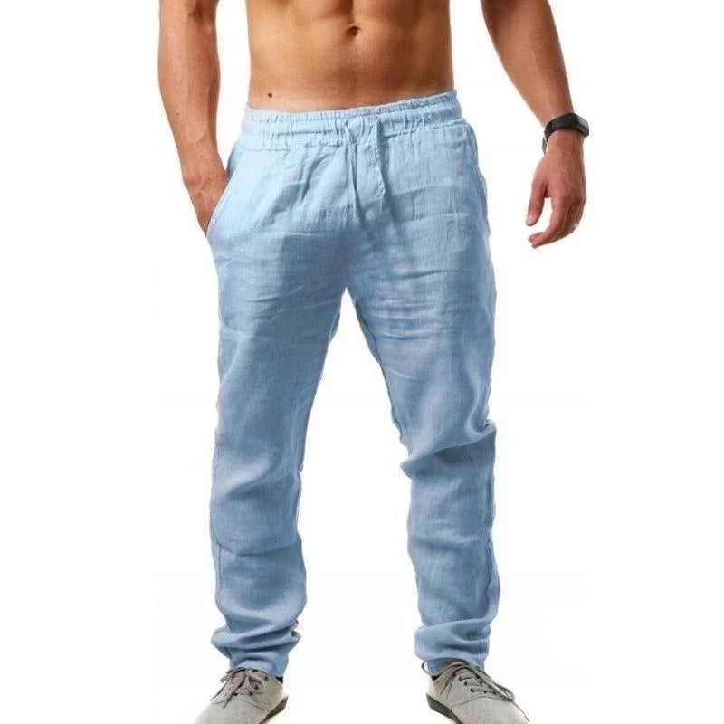 Männer Baumwolle Leinen Hosen Männlichen Herbst Neue Atmungsaktive Einfarbig Leinen Hosen Fitness Streetwear S-3XL
