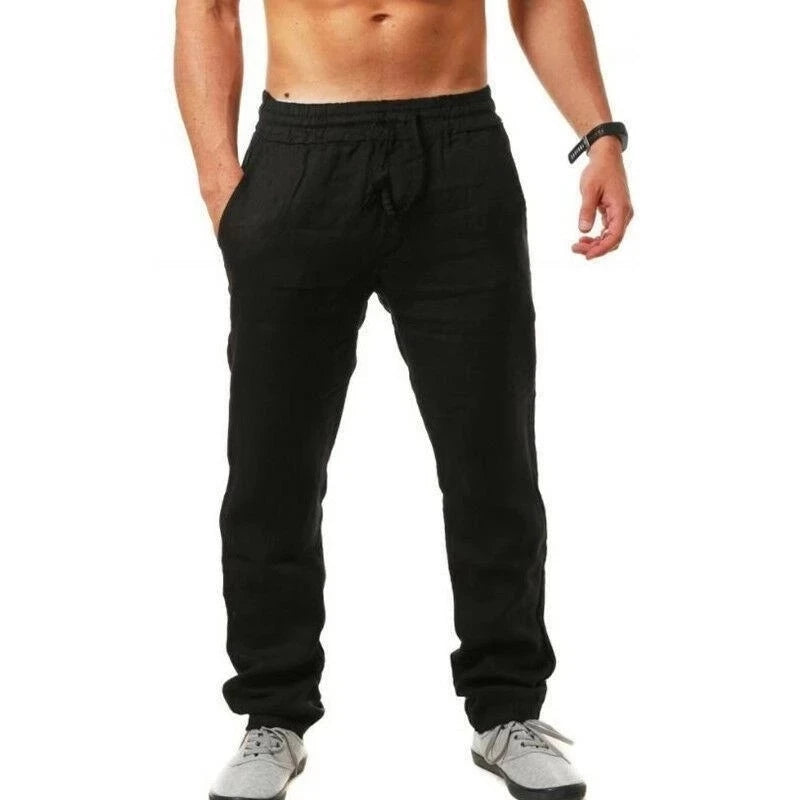 Männer Baumwolle Leinen Hosen Männlichen Herbst Neue Atmungsaktive Einfarbig Leinen Hosen Fitness Streetwear S-3XL