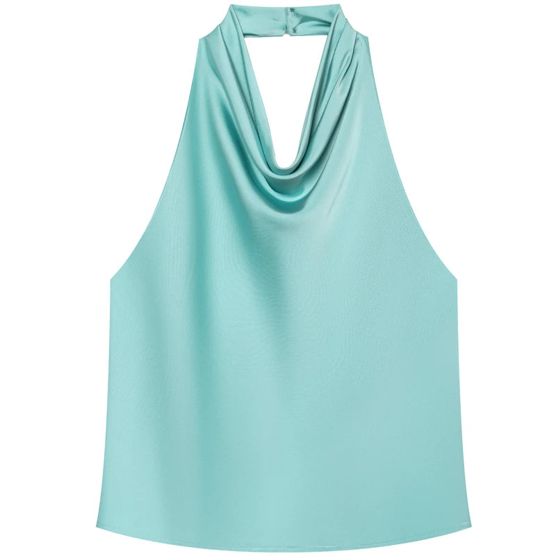 HXAO Satin Top mit Rückenausschnitt für Damen