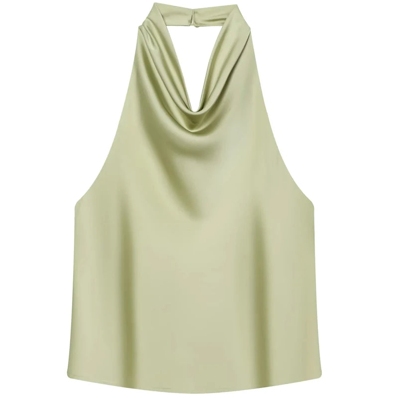 HXAO Satin Top mit Rückenausschnitt für Damen