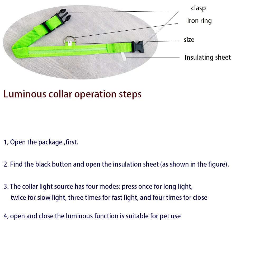 LED Hundehalsband Leuchtend – Nylon Sicherheitshalsband mit Blinklicht für Hunde