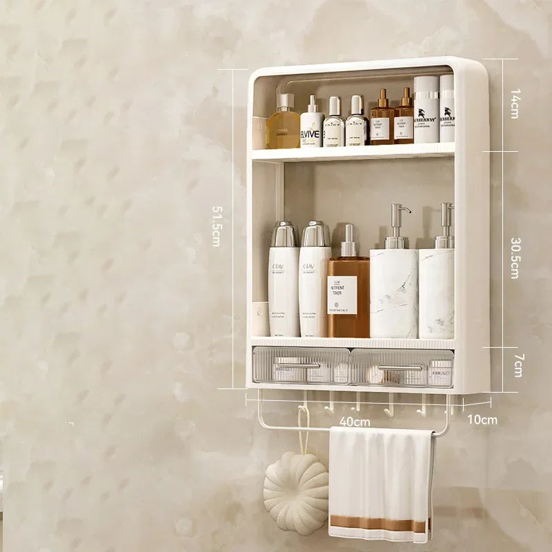 Badezimmer-Aufbewahrungsregal, Badezimmer-Waschtisch, nicht perforiert, zur Wandmontage, Aufbewahrungsregal für Hautpflegeprodukte, Badezimmer-Organizer