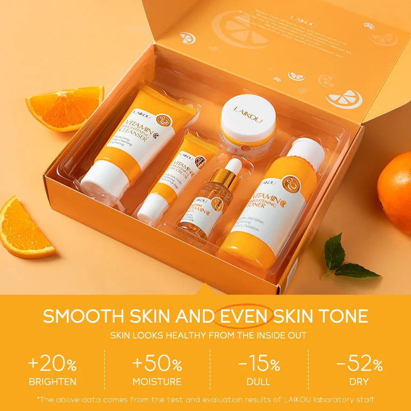 Vitamin C Hautpflege-Set (5-teilig) – Feuchtigkeitsspendend, Anti-Aging