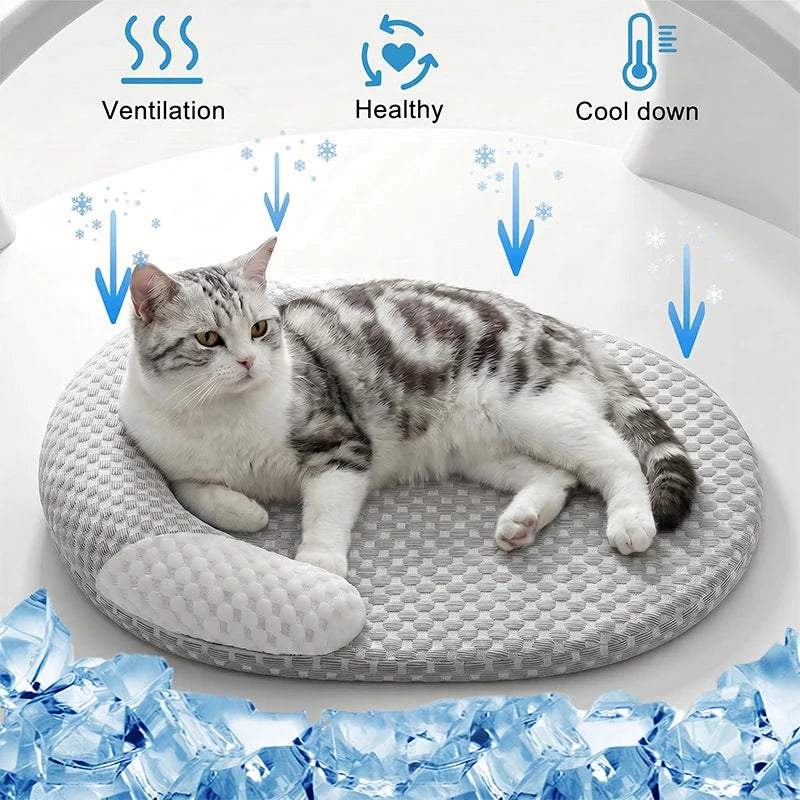 Kühlendes Haustierbett – Eisseiden-Kühlmatte für Hunde &amp; Katzen