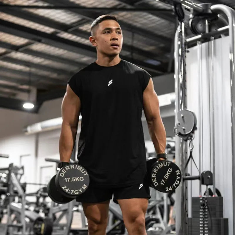 Ärmelloses T-shirt Männer Schnell trocknend Fitness Bodybuilding Shirt Männlichen Mode Basketball Weste Mesh Atmungsaktive Sommer Gym Tank Männer