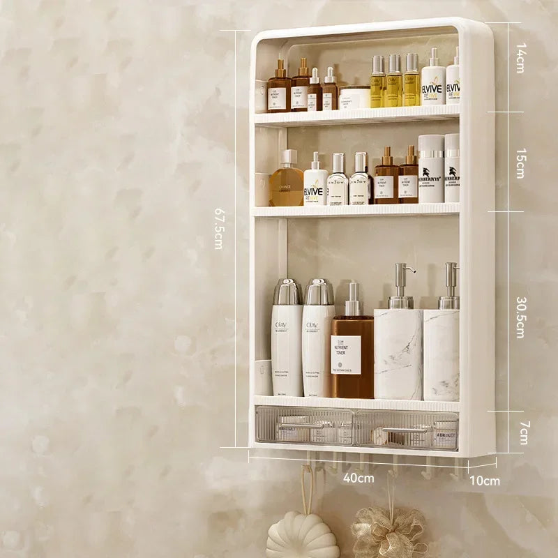 Badezimmer-Aufbewahrungsregal, Badezimmer-Waschtisch, nicht perforiert, zur Wandmontage, Aufbewahrungsregal für Hautpflegeprodukte, Badezimmer-Organizer