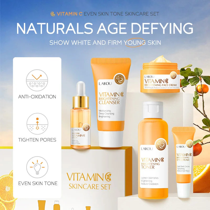 Vitamin C Hautpflege-Set (5-teilig) – Feuchtigkeitsspendend, Anti-Aging