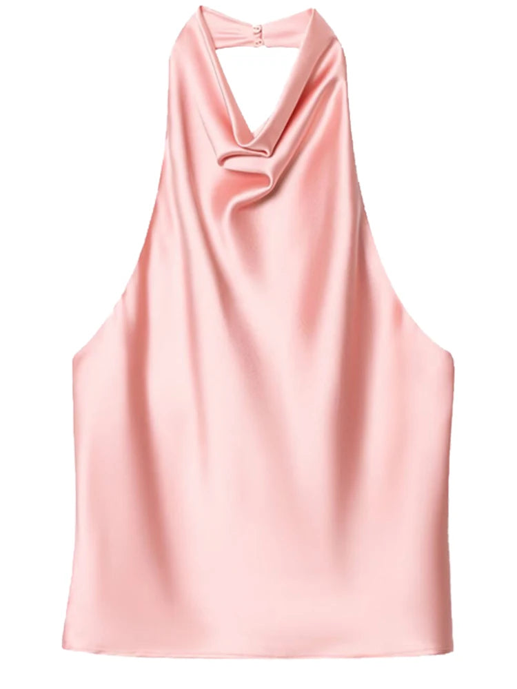 HXAO Satin Top mit Rückenausschnitt für Damen