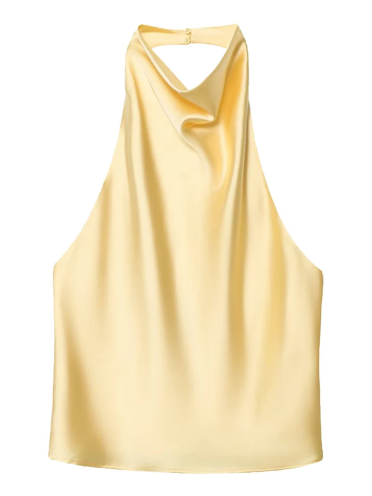 HXAO Satin Top mit Rückenausschnitt für Damen