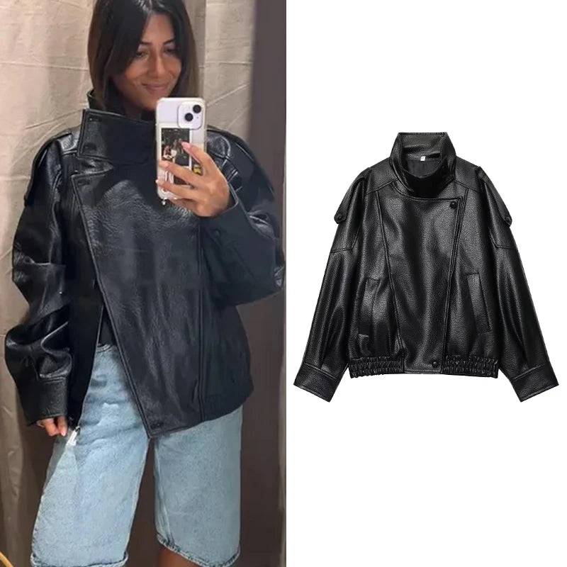 TFMLN Kunstleder-Jacke für Damen