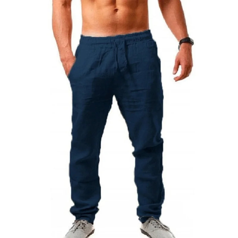 Männer Baumwolle Leinen Hosen Männlichen Herbst Neue Atmungsaktive Einfarbig Leinen Hosen Fitness Streetwear S-3XL