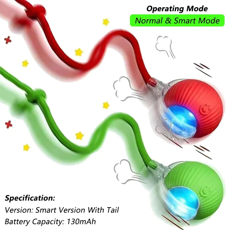 iLMH 1/2 Stück Interaktiver Katzenball, automatisch rollender Ball mit Kunstfellschwanz, wiederaufladbares intelligentes elektrisches Haustierspielzeug, Haustierspielzeug, das Maus imitiert