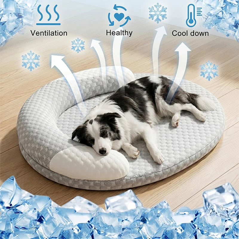 Kühlendes Haustierbett – Eisseiden-Kühlmatte für Hunde &amp; Katzen